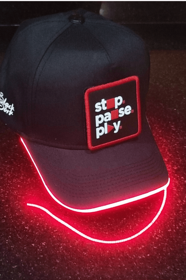 Stop-Pause-Play Bench Siyah LED'li Beyzbol Şapka