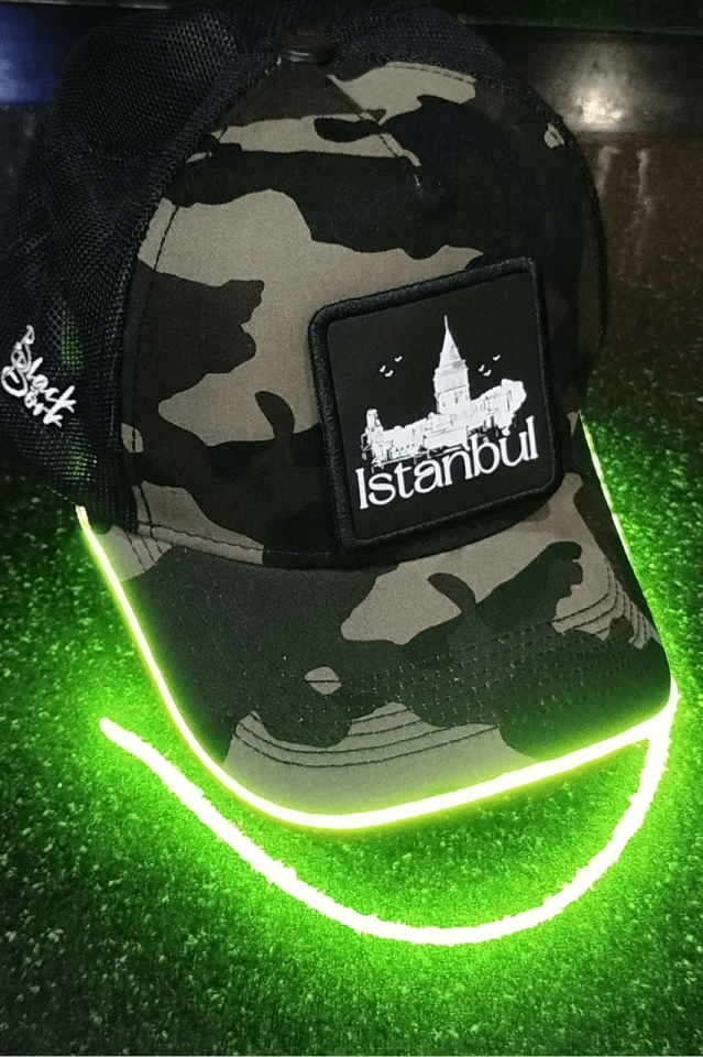 İstanbul Bench Kamuflaj Yeşil LED'li Beyzbol Şapka