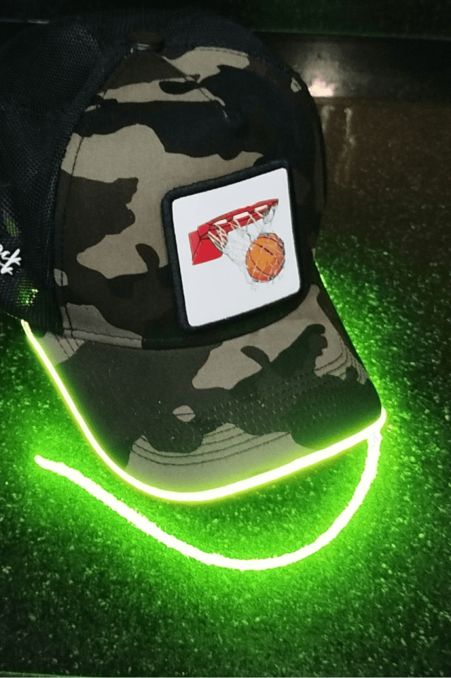 Basket Bench Kamuflaj Yeşil LED'li Beyzbol Şapka