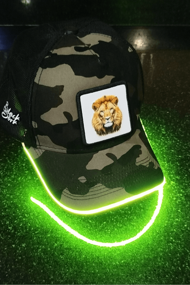 Aslan Bench Kamuflaj Yeşil LED'li Beyzbol Şapka