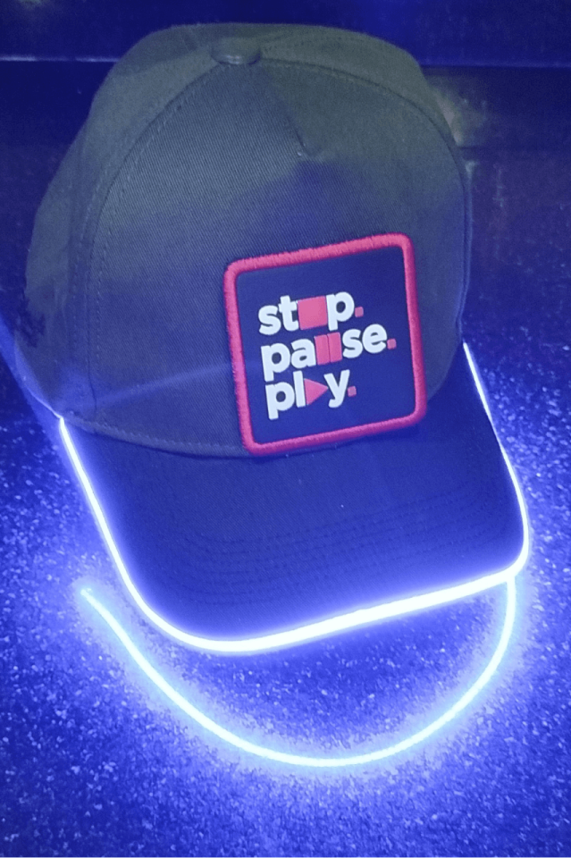 Stop-Pause-Play Bench Yeşil-Siyah LED'li Beyzbol Şapka