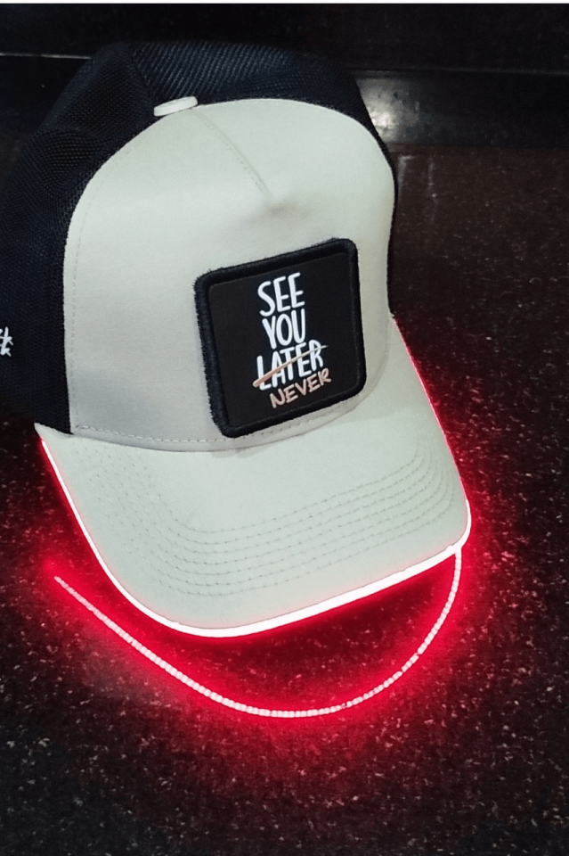 See You Later Bench Siyah-Krem LED'li Beyzbol Şapka