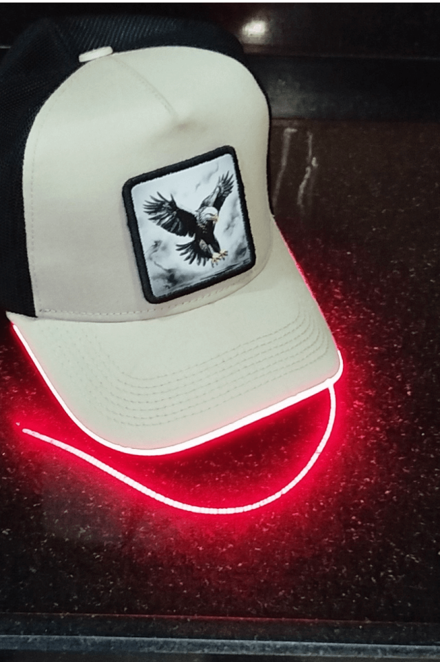 Kartal Bench Siyah-Krem LED'li Beyzbol Şapka