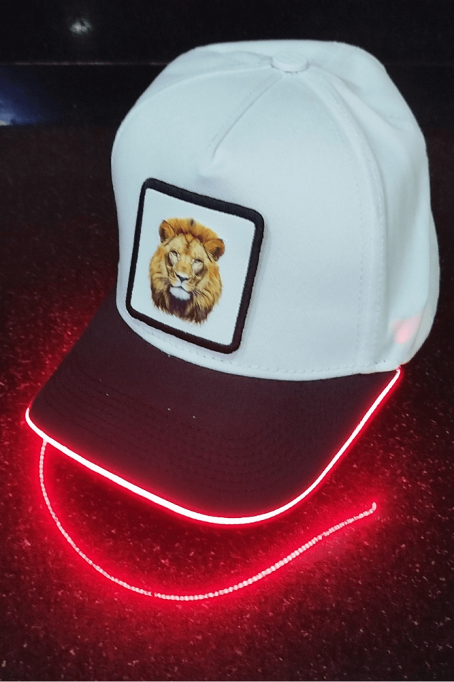 Aslan Bench Siyah-Beyaz LED'li Beyzbol Şapka