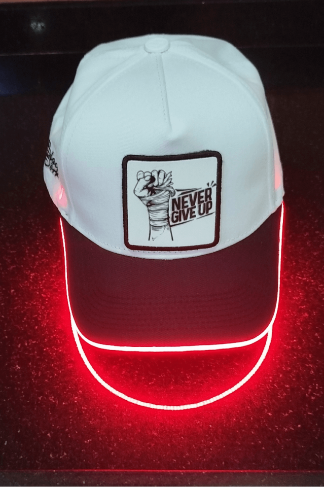 Never Give Up Bench Siyah-Beyaz LED'li Beyzbol Şapka