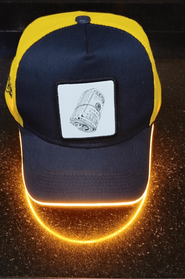 Money Bench Sarı-Lacivert LED'li Beyzbol Şapka