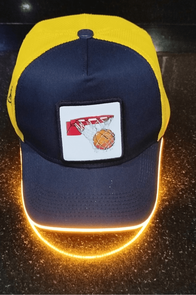 Basket Bench Sarı-Lacivert LED'li Beyzbol Şapka
