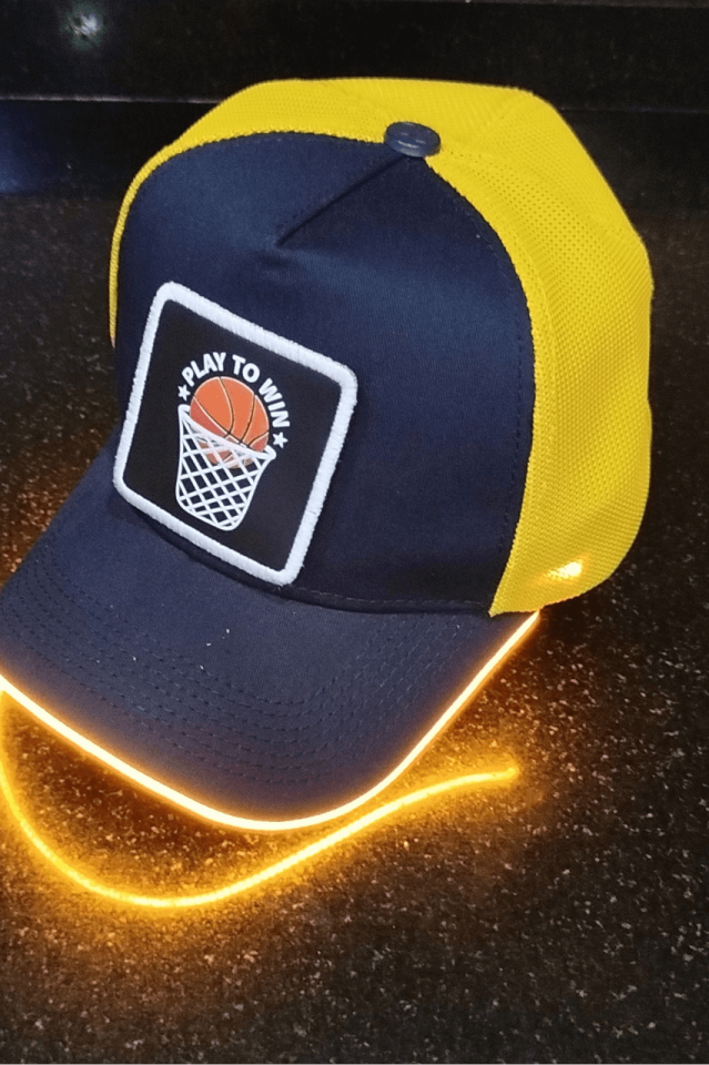 Basket Bench Sarı-Lacivert LED'li Beyzbol Şapka