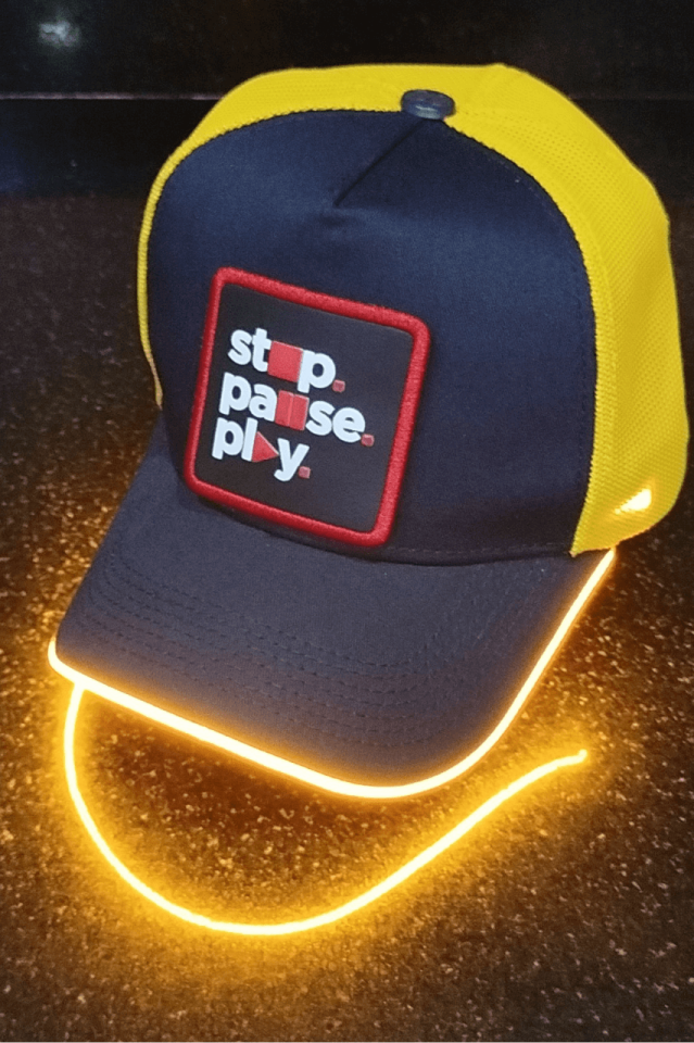 Stop-Pouse-Play Bench Sarı-Lacivert LED'li Beyzbol Şapka