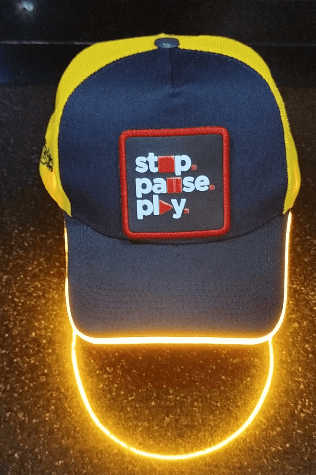 Stop-Pouse-Play Bench Sarı-Lacivert LED'li Beyzbol Şapka