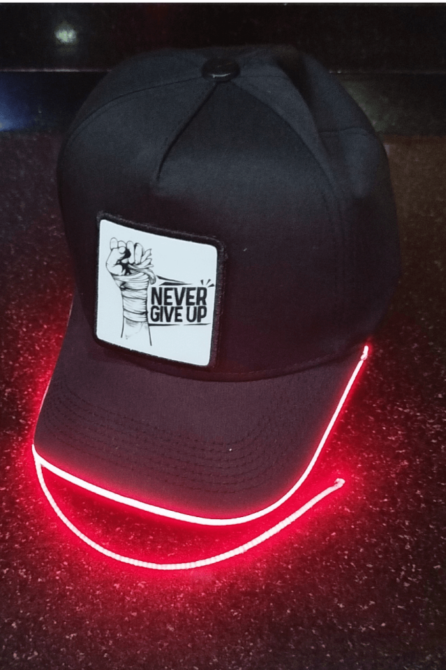 Never Give Up Bench Siyah LED'li Beyzbol Şapka