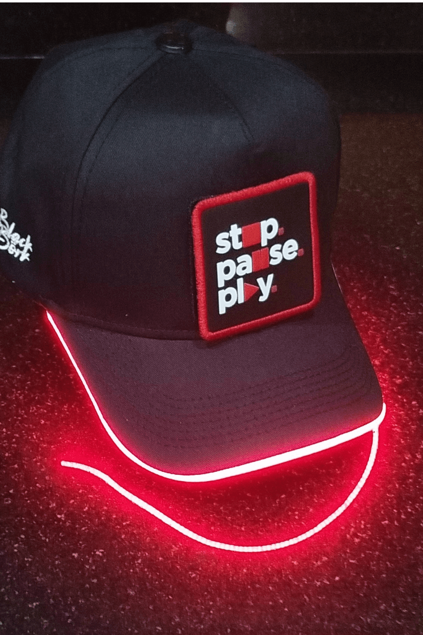 Stop-Pause-Play Bench Siyah LED'li Beyzbol Şapka