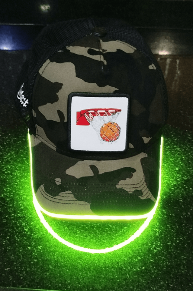 Basket Bench Kamuflaj Yeşil LED'li Beyzbol Şapka