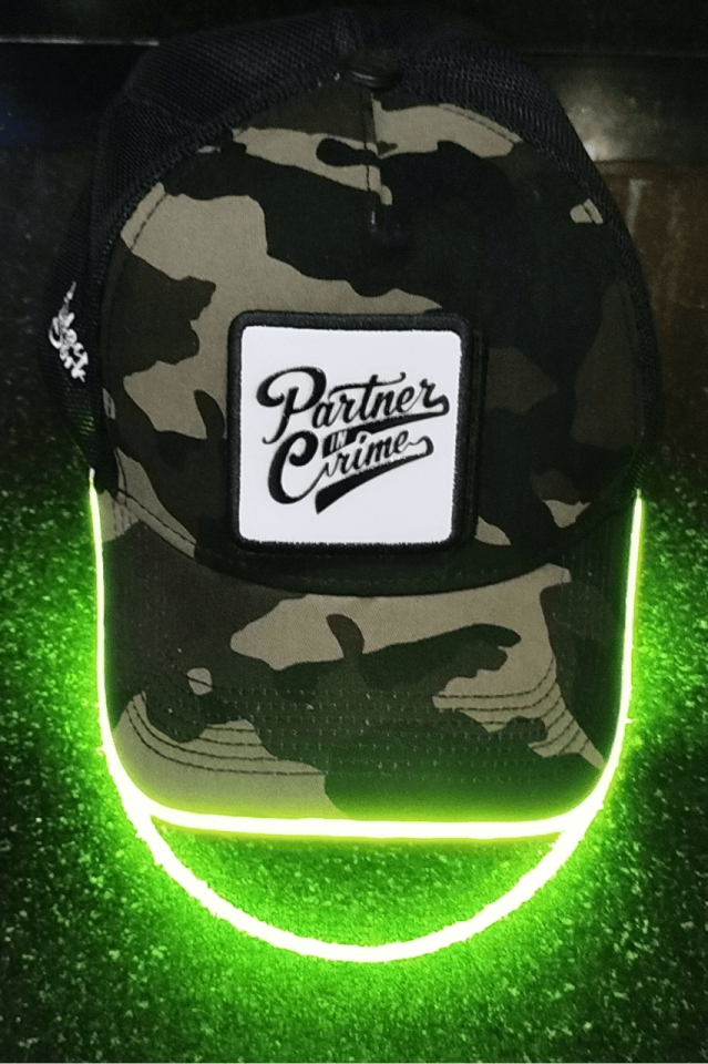 Partner Bench Kamuflaj Yeşil LED'li Beyzbol Şapka
