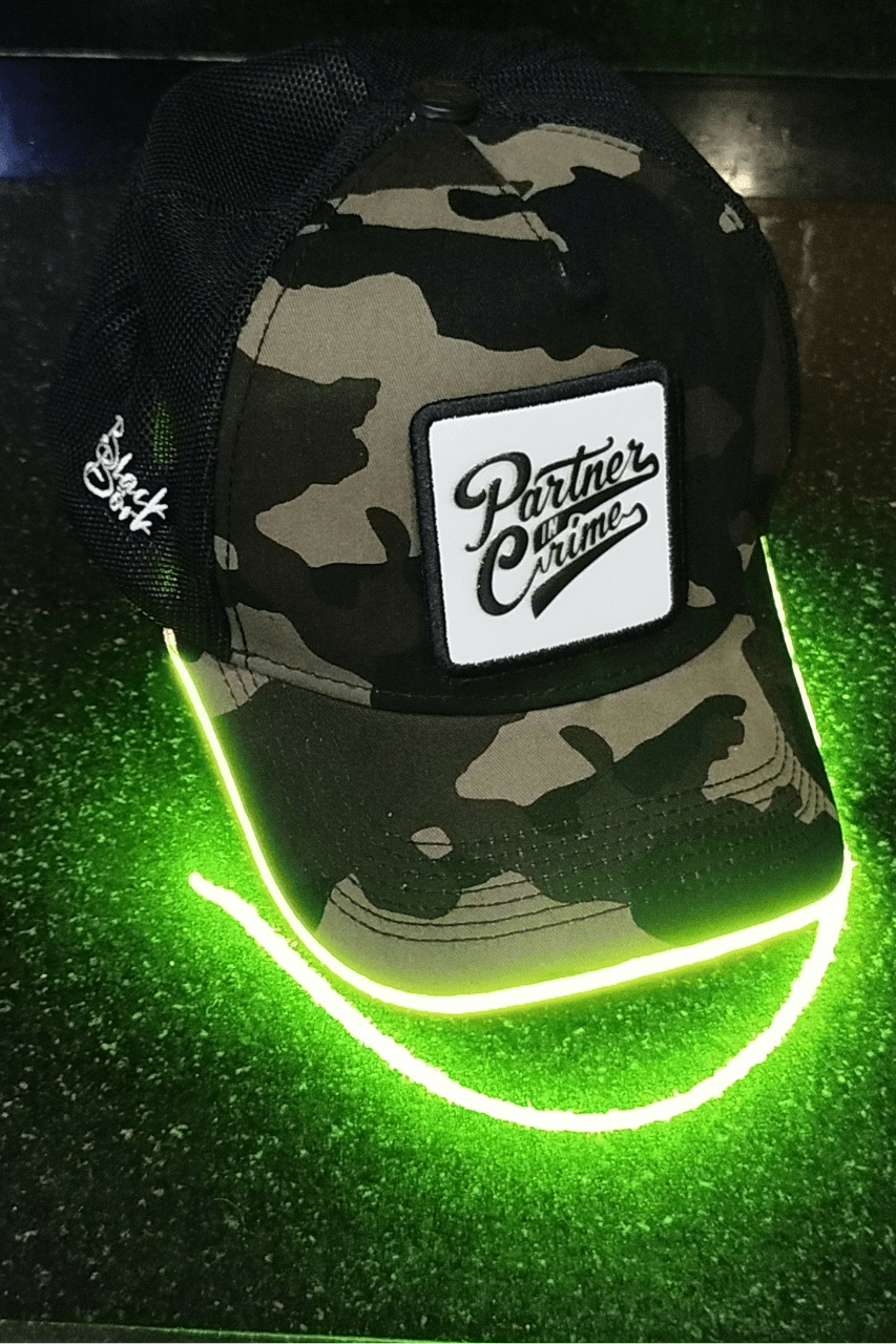 Partner Bench Kamuflaj Yeşil LED'li Beyzbol Şapka