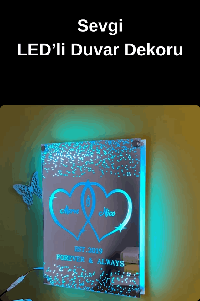 Kişiselleştirilmiş LED'li Duvar Dekoru-Kendi Metnini Yaz