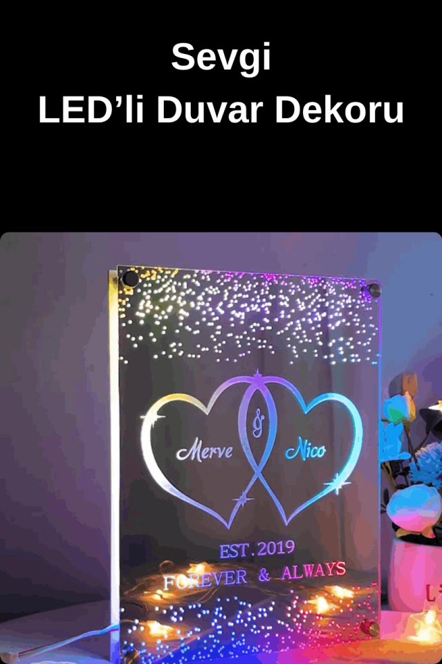 Kişiselleştirilmiş LED'li Duvar Dekoru-Kendi Metnini Yaz