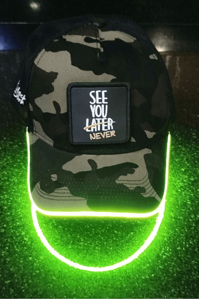 See You Later Bench Kamuflaj Yeşil LED'li Beyzbol Şapka