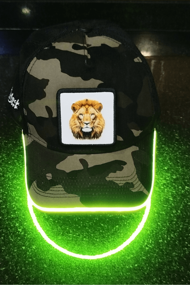 Aslan Bench Kamuflaj Yeşil LED'li Beyzbol Şapka