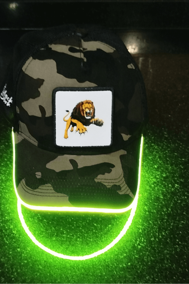 Aslan Bench Kamuflaj Yeşil LED'li Beyzbol Şapka