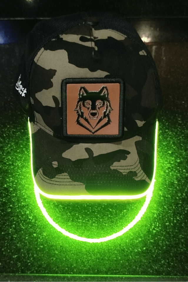 Kaplan Bench Kamuflaj Yeşil LED'li Beyzbol Şapka