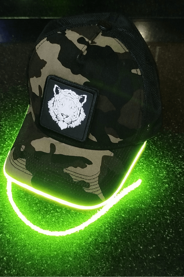 Kaplan Bench Kamuflaj Yeşil LED'li Beyzbol Şapka