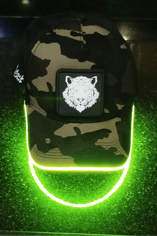 Kaplan Bench Kamuflaj Yeşil LED'li Beyzbol Şapka