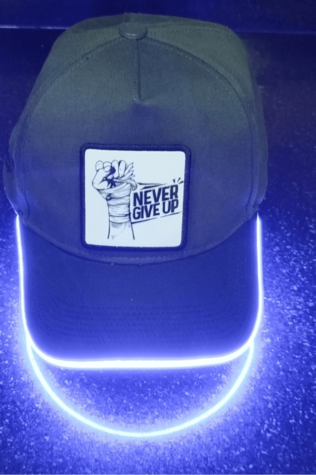 Never Give Up Bench Yeşil-Siyah LED'li Beyzbol Şapka