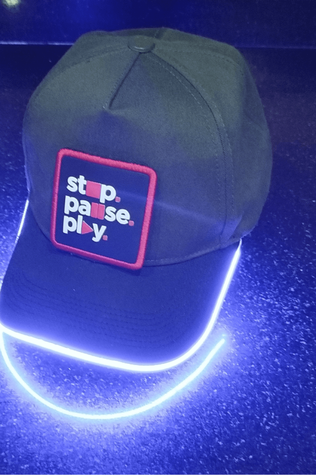 Stop-Pause-Play Bench Yeşil-Siyah LED'li Beyzbol Şapka