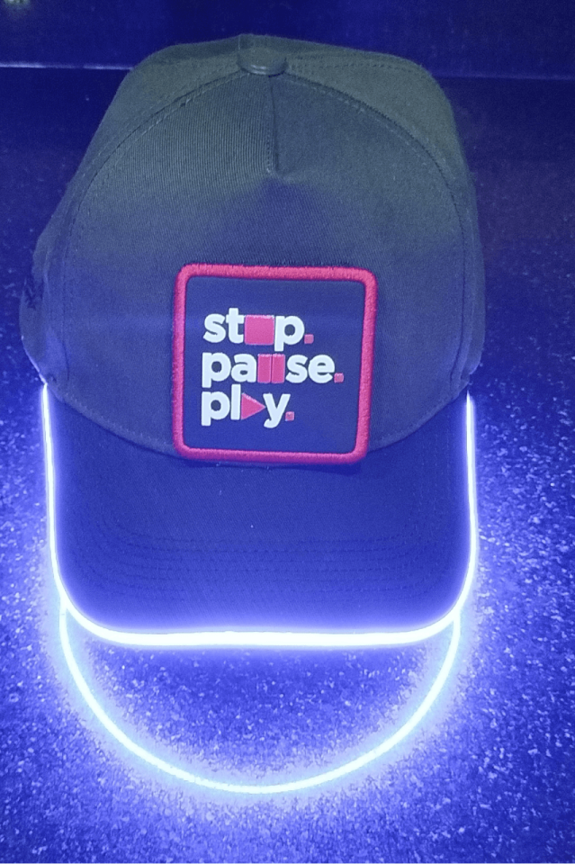 Stop-Pause-Play Bench Yeşil-Siyah LED'li Beyzbol Şapka