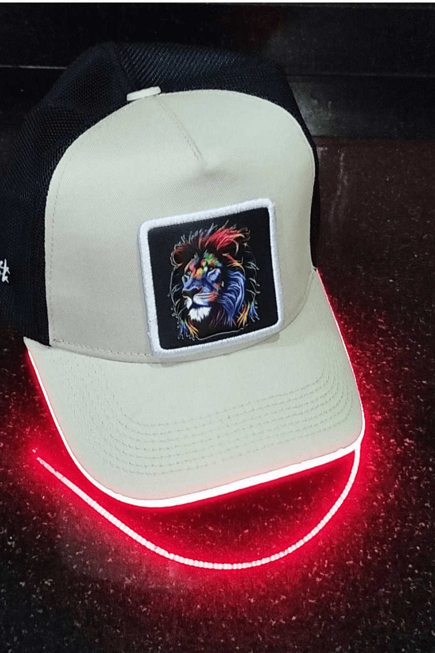 Aslan Bench Siyah-Krem LED'li Beyzbol Şapka