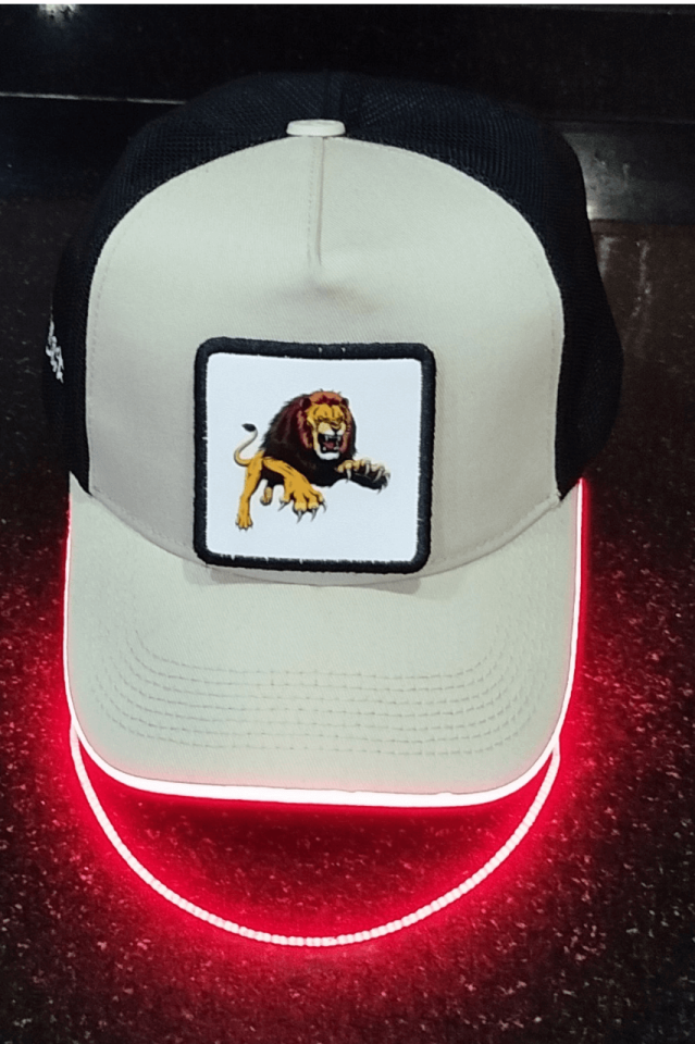 Aslan Bench Siyah-Krem LED'li Beyzbol Şapka