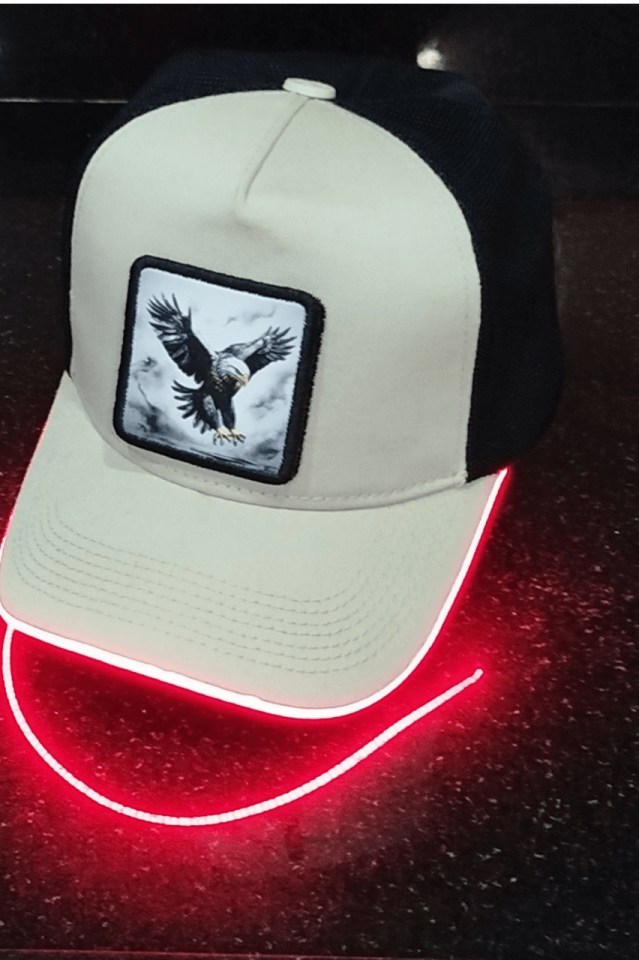 Kartal Bench Siyah-Krem LED'li Beyzbol Şapka