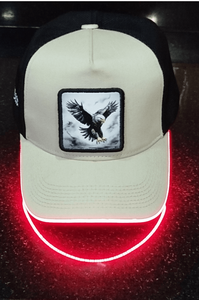 Kartal Bench Siyah-Krem LED'li Beyzbol Şapka