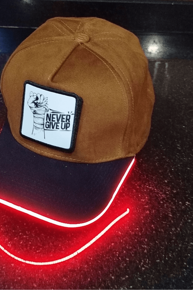Never Give Up Bench Kahve-Siyah LED'li Beyzbol Şapka