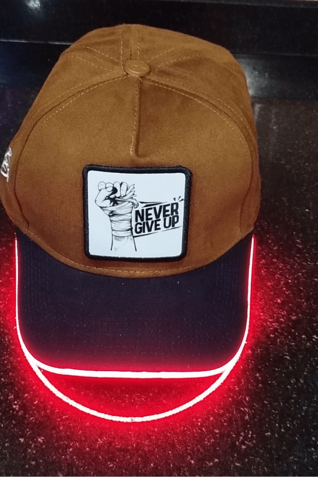 Never Give Up Bench Kahve-Siyah LED'li Beyzbol Şapka
